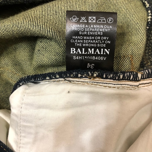BALMAIN Men’s Moto Biker Dark Wash Jeans - Picture 8 of 16